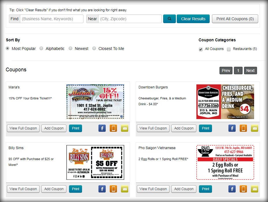 DealPerform: Coupon search